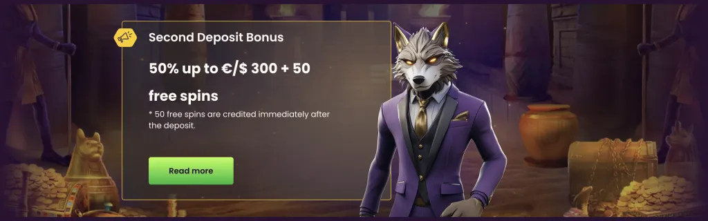 Bonus na drugi polog 50% do 300€